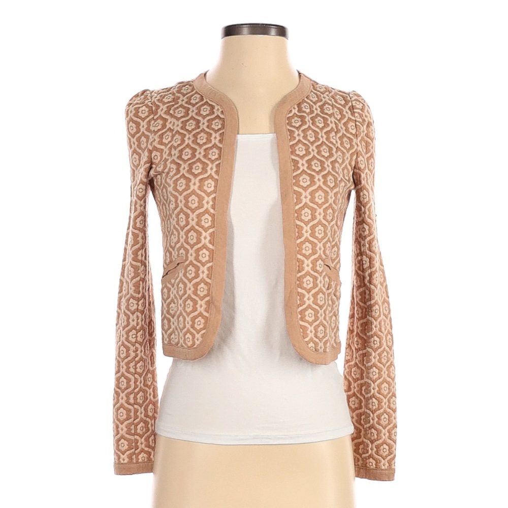 Frenchi Tan and Cream Patterned Cardigan